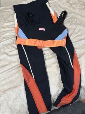 P.E Nation Black Sports Bra and Leggings with White Logo